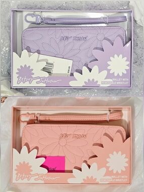 BUNDLE - 2 Betsey Johnson Zip Wallets Wristlets Floral 1 Purple & 1 Pink Pastel